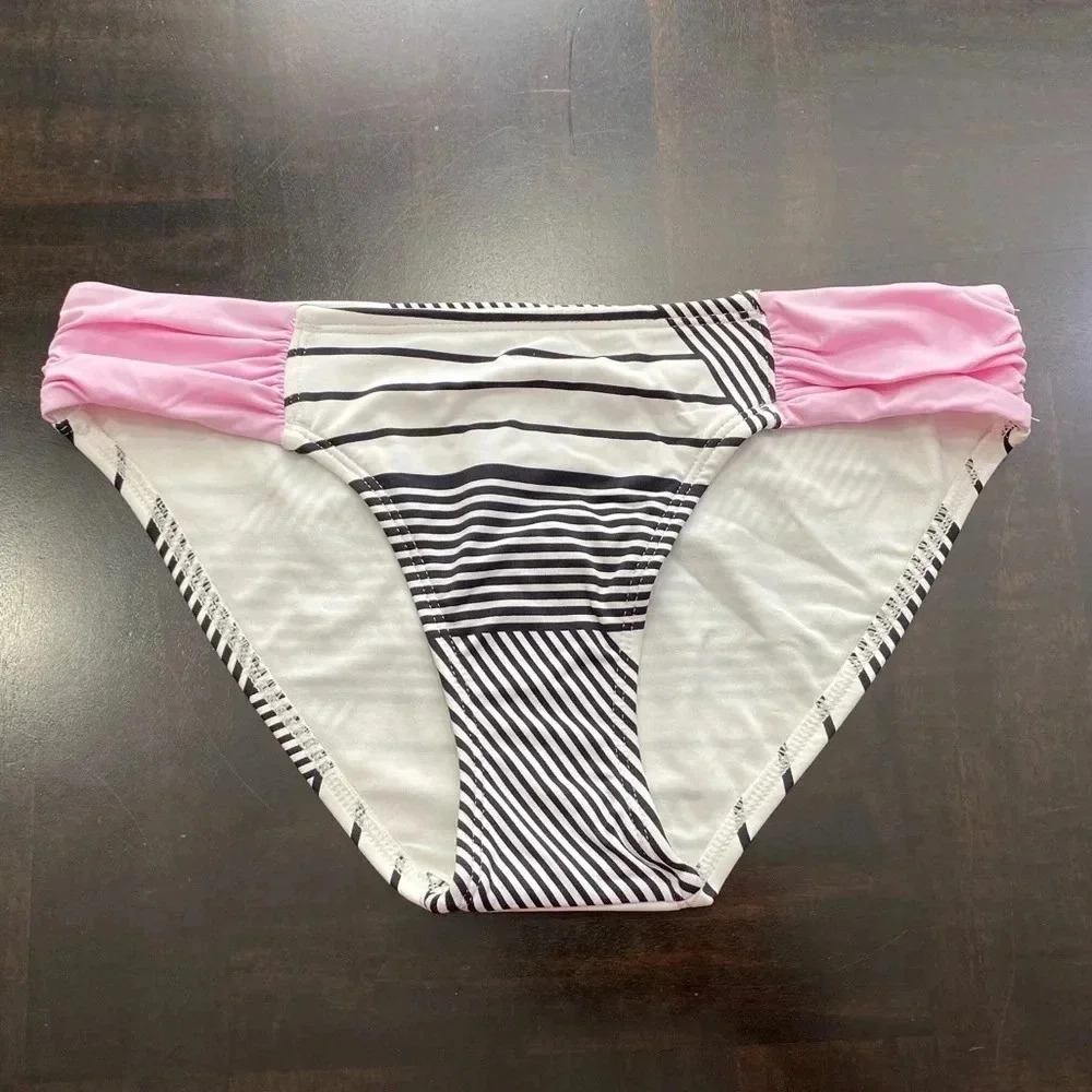 Tommy Bahama Slanted Stripes Side Shirred Hipster Bikini Bottoms Sz Xs Swimwear